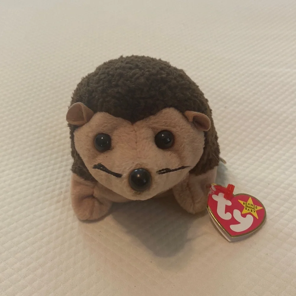 Ty Beanie Baby Collectible Toy Animal Brown Tan Prickles Hedgehog with Tag